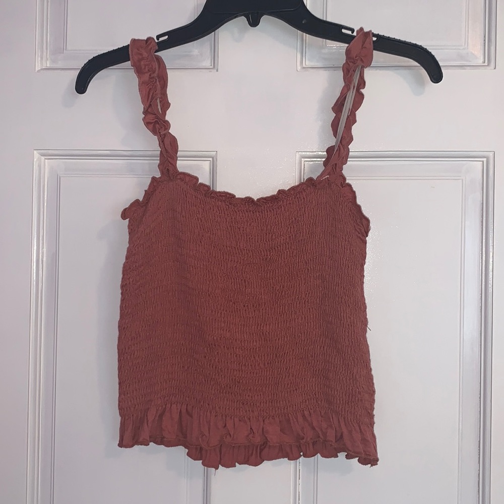 Pink ruffled tank top